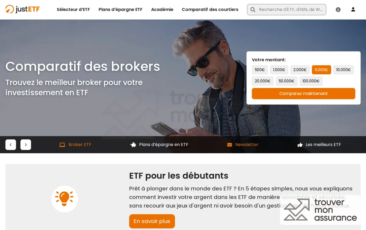 Capture : justETF - Votre guide d’investissement en ETF